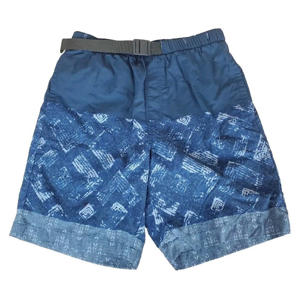 Columbia Swim Trunks Men Small Blue Belted Mesh Liner Pocket Beach Ombre Outdoor